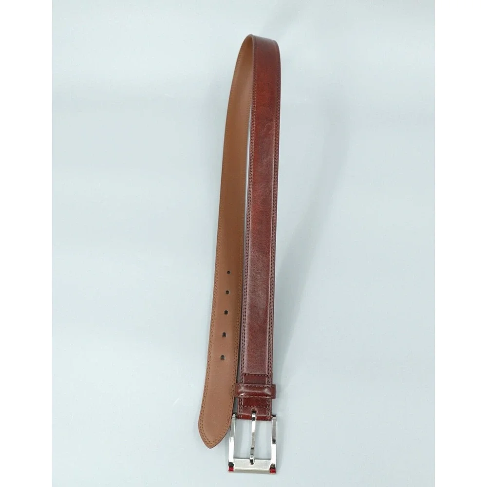 Bosca Leather Belt Mens 36 Brown Silver Tone Buckle Workwear Career BO3745‎